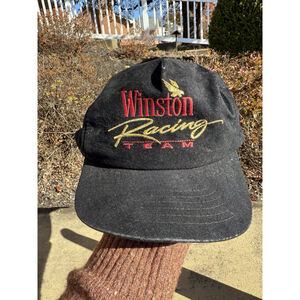 Vintage 90s Winston Racing Team Cap Logo Hat Nascar Script Spell Out Trucker